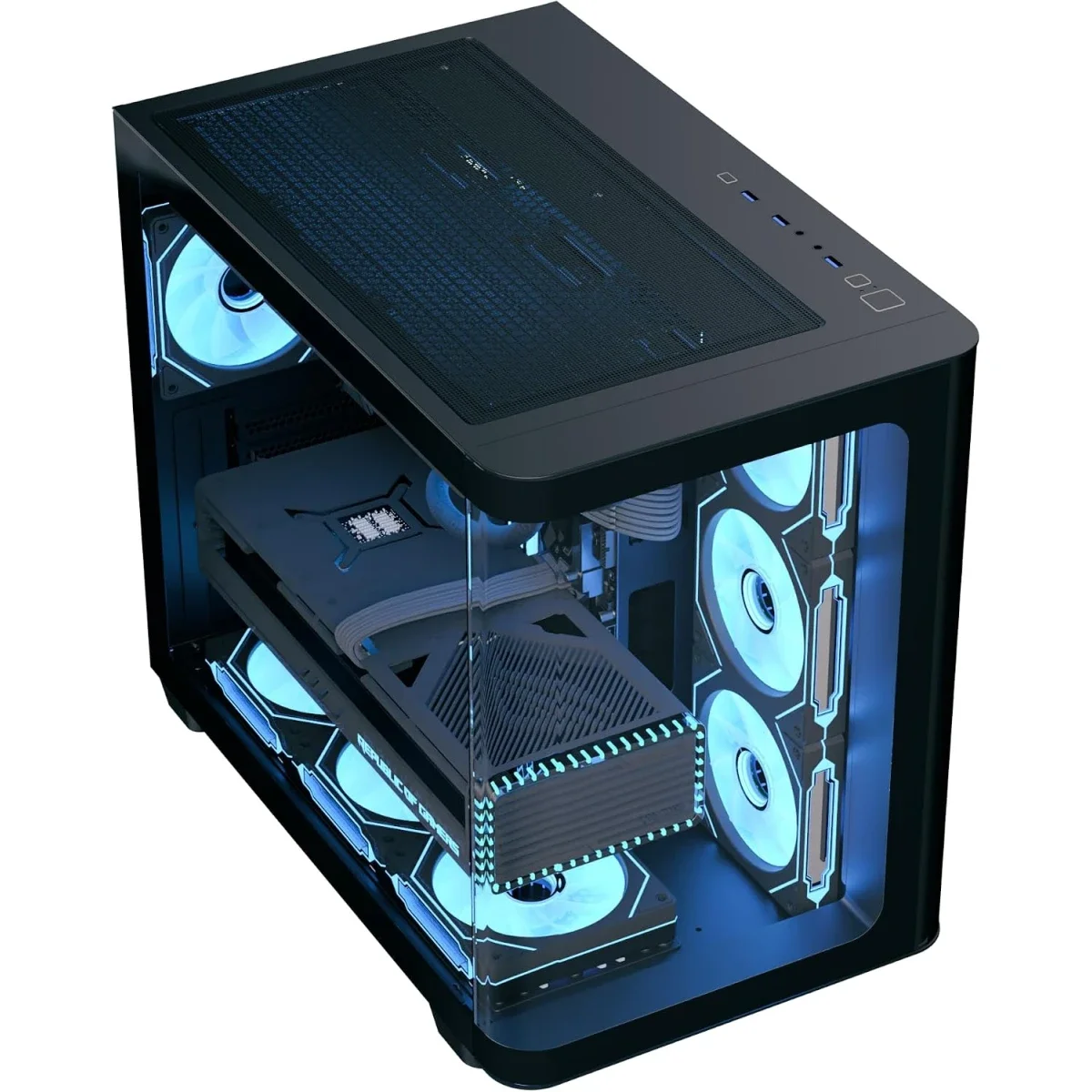 AeroCool P500C ATX Mid-Tower Gaming PC Case with 4 ARGB Fans, 360mm Radiator Support, Black - Thumbnail 5