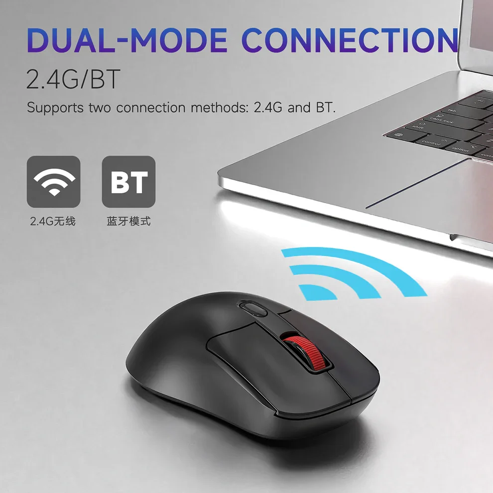 ماوس AJAZZ NJ02 لاسلكي بأزرار هادئة – 2.4G وبلوتوث – أسود - Image 9