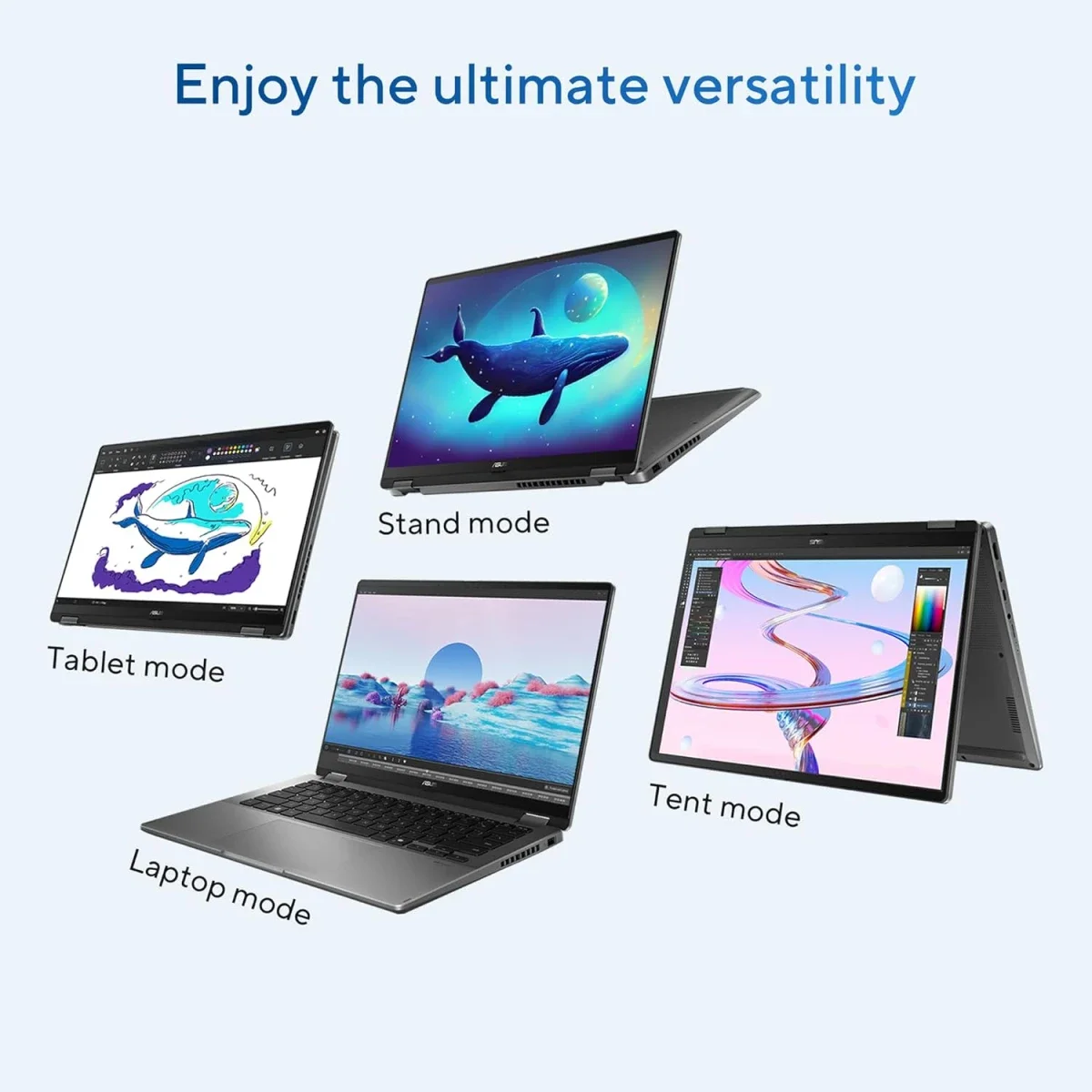 لابتوب Asus Vivobook 14 Flip (2025) TP3407 Copilot+ PC بمعالج Intel Core Ultra 7 256V، شاشة OLED لمس 14.0 إنش، 16GB RAM، 512GB SSD - Image 3