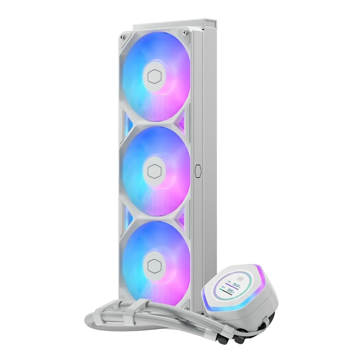 مبرد سائل للمعالج Cooler Master Atmos II 360 LCD AIO بحجم 360mm ARGB باللون الأبيض - Thumbnail 7