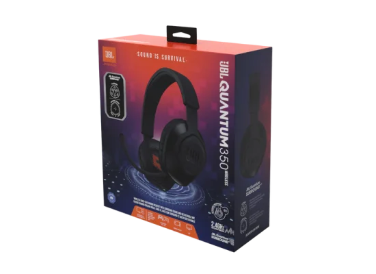 JBL Quantum 350 Wireless Gaming Headset with Detachable Boom Mic, Black - Thumbnail 9