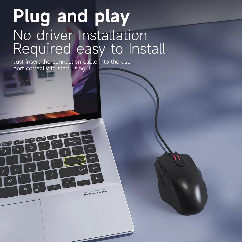 ماوس AJAZZ NJ05 بصري سلكي للمكتب، 3600 DPI، تشغيل مباشر وعجلة تمرير 3D - Image 12