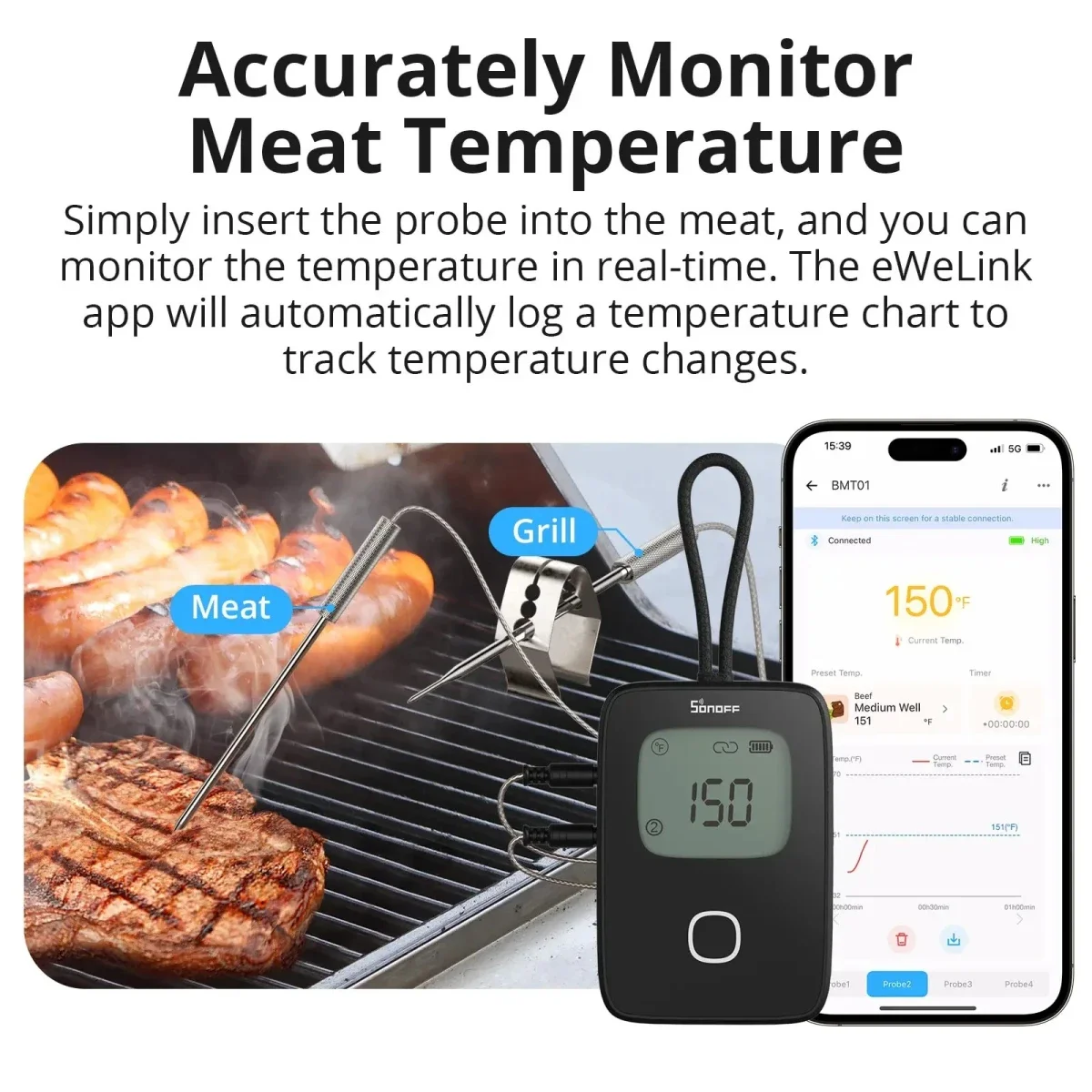 SONOFF BMT01 Wireless BBQ Meat Thermometer with eWeLink App - Image 2