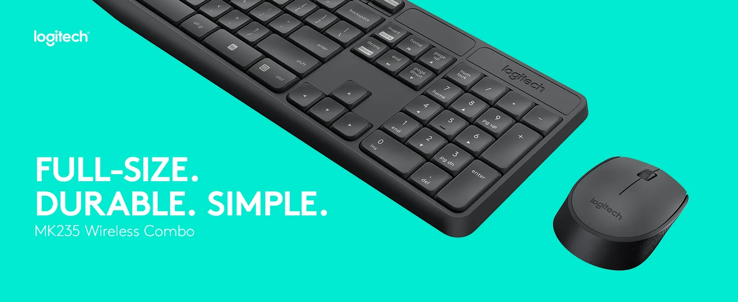 مجموعة لوحة مفاتيح وفأرة لاسلكية Logitech MK235 بتخطيط عربي/إنجليزي، أسود - Image 7