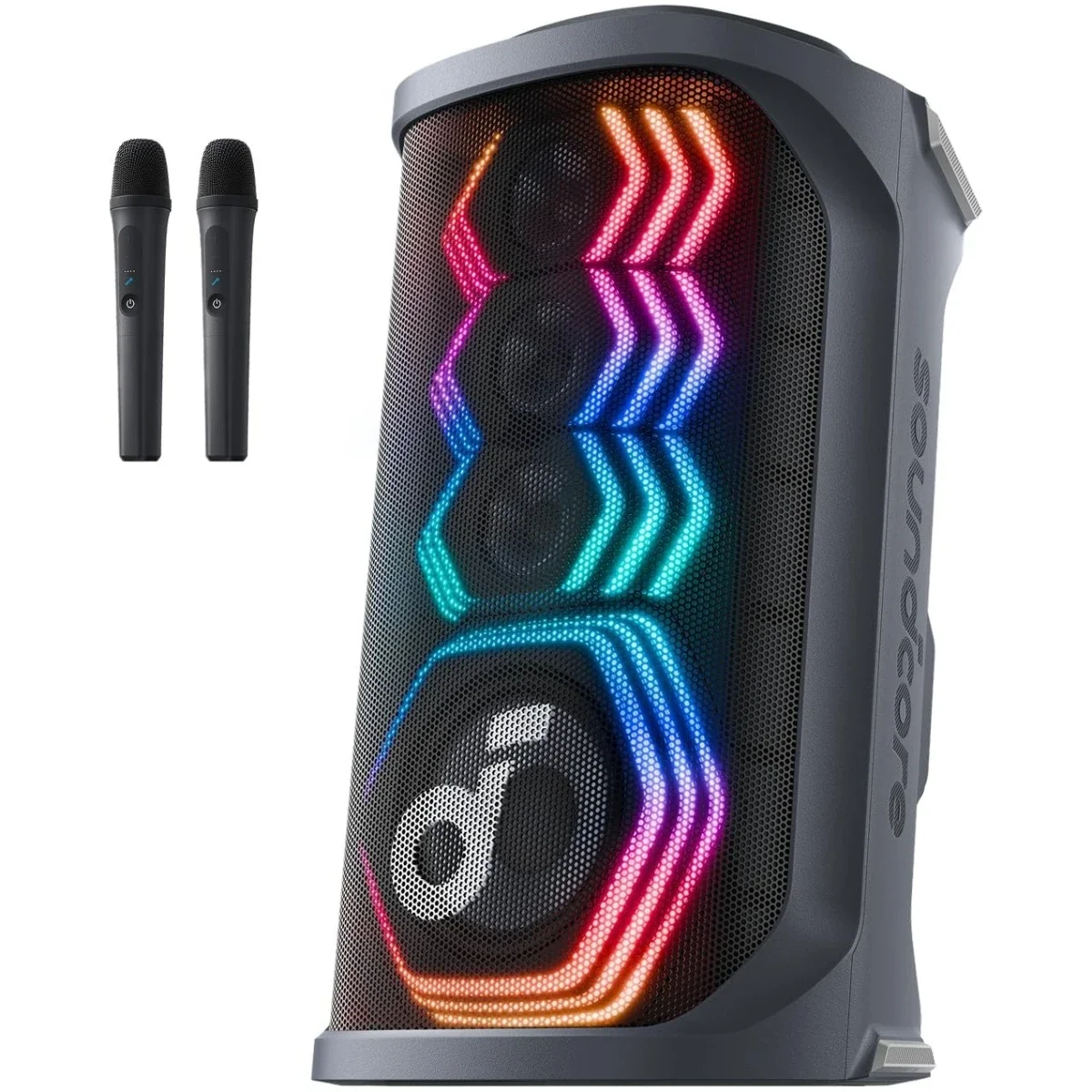 Anker Soundcore Rave 3S AI Party Speaker with 2 Wireless Microphones, 200W, Bluetooth, Black