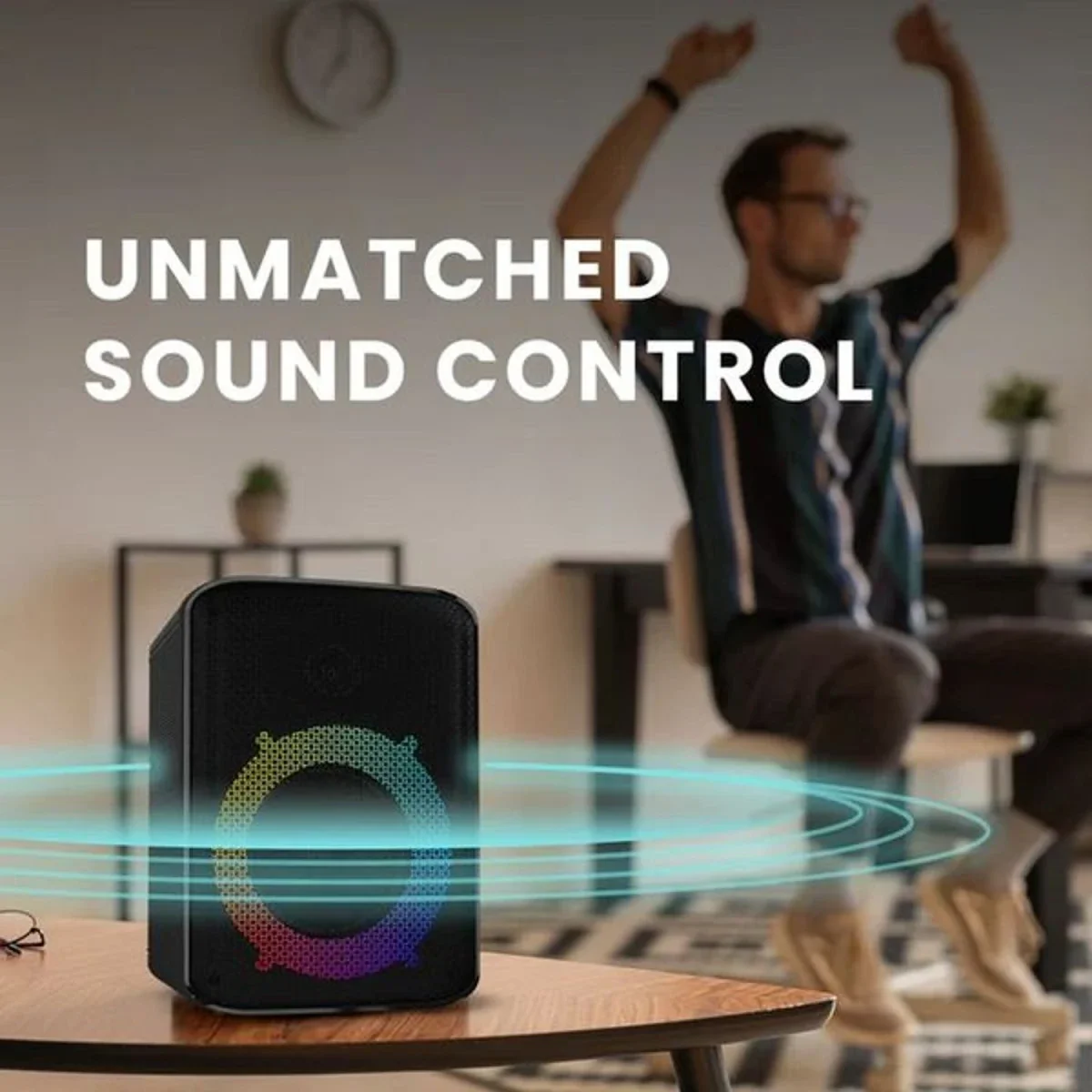 HiFuture Event 80W Portable Bluetooth Speaker with RGB Lights, Karaoke and Power Bank - Black - Thumbnail 6