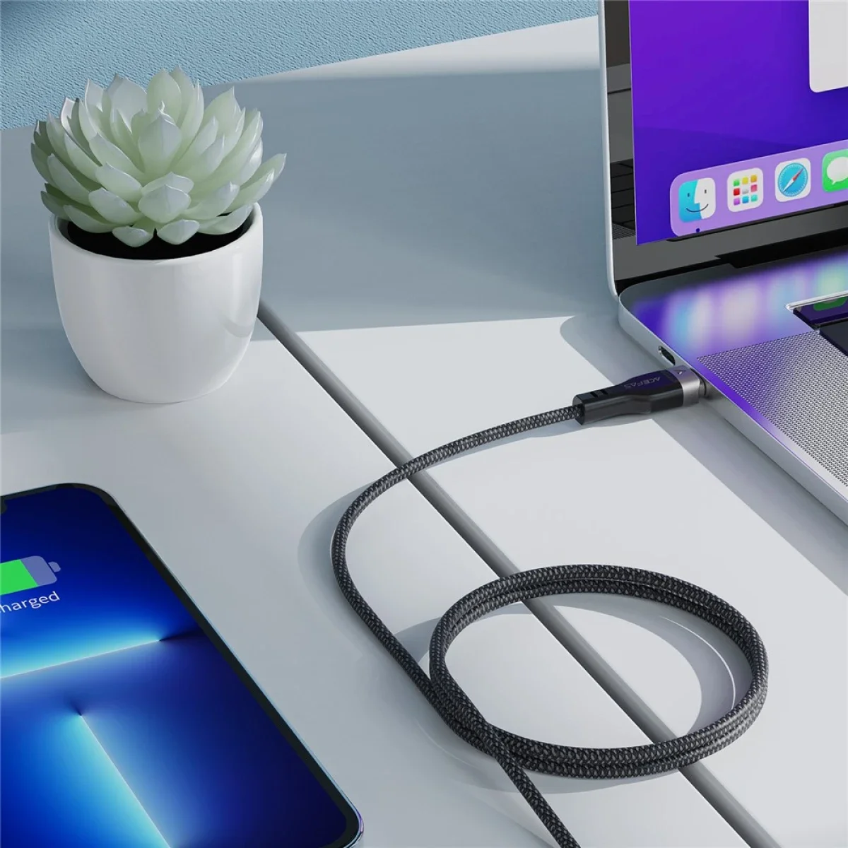 كابل ACEFAST C11-03 USB-C إلى USB-C بطول 1.2 متر وشحن سريع 60 واط مضفر مغناطيسي - أسود - Thumbnail 6