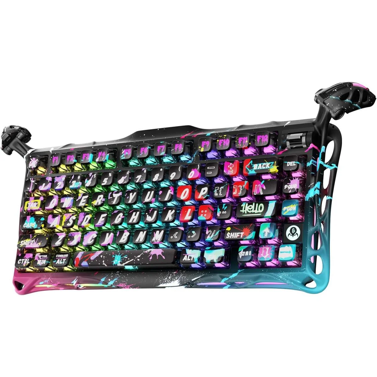 كيبورد ألعاب GravaStar Mercury V75 Pro بنسبة 75% ومفاتيح Hall Effect ومعدل 8000Hz - Neon Graffiti