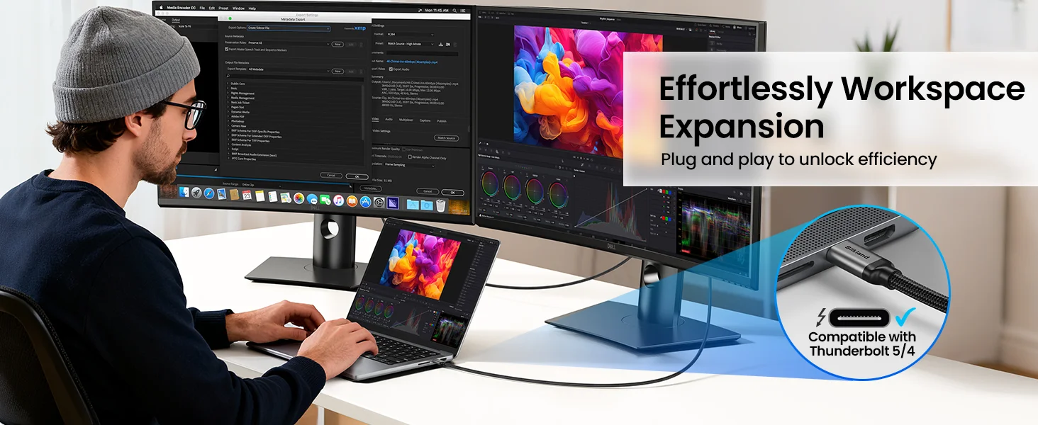 Silkland S1410 80Gbps USB-C to DisplayPort 2.1 Cable, 16K 60Hz, 8K 240Hz, 6.6ft - Thumbnail 20