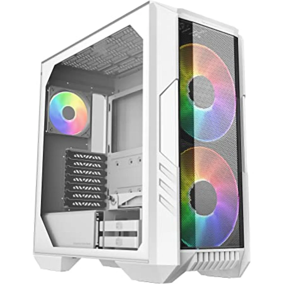 هيكل ألعاب Cooler Master HAF 500 ARGB ميد تاور أبيض بزجاج مقوى مع 3 مراوح ARGB