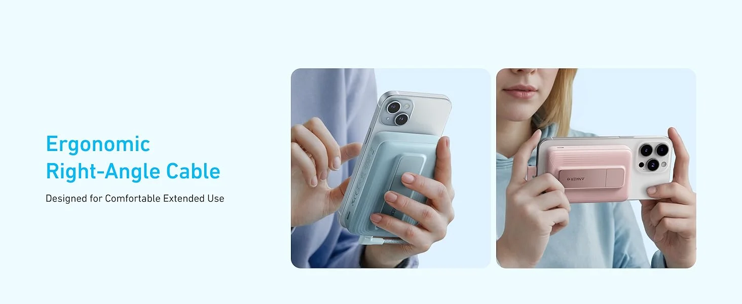 Anker Zolo 10000mAh Magnetic Power Bank with 30W Fast Charging, Built-In USB-C Cable & Stand - Blue - Thumbnail 14