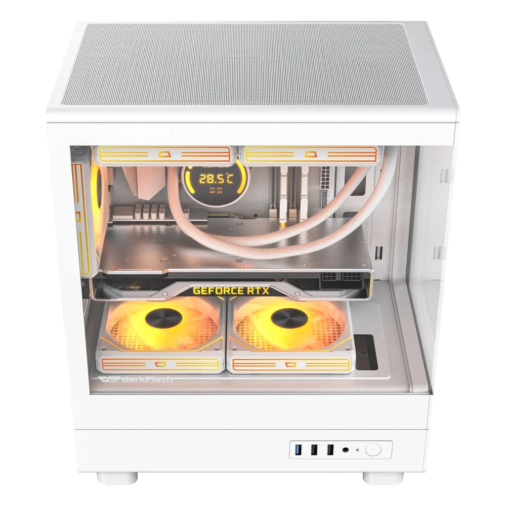 كيس كمبيوتر DarkFlash DB330M للألعاب Micro-ATX ميد تاور مع 3 مراوح ARGB - أبيض - Thumbnail 3