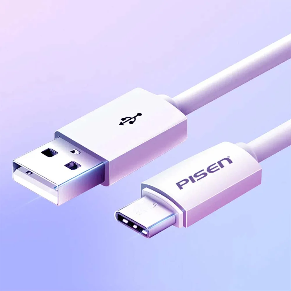 كيبل Pisen TC25-200 Mr White من USB-A إلى USB-C بطول 20 سم أبيض - Thumbnail 4