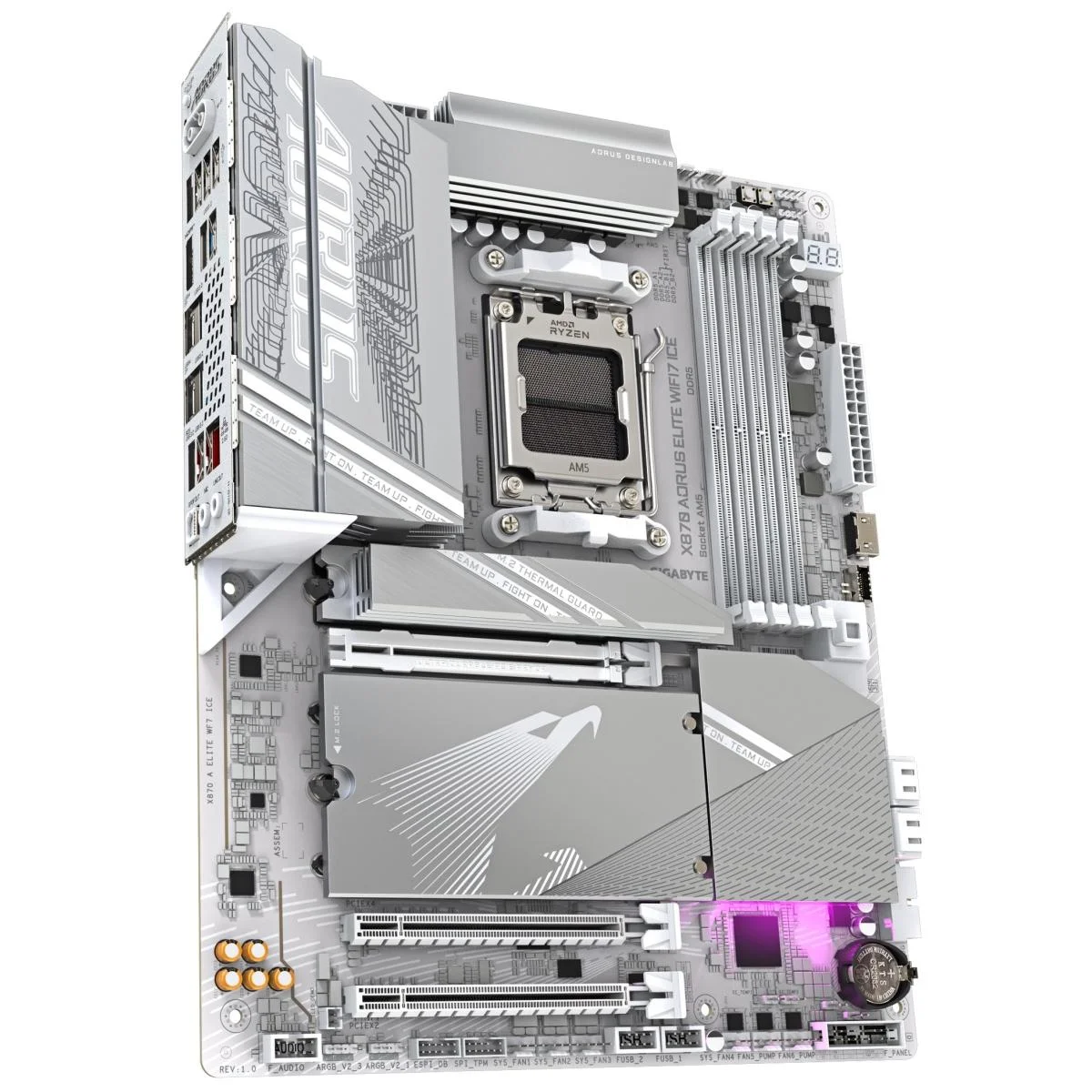 لوحة أم ألعاب GIGABYTE X870 AORUS ELITE WIFI7 ICE ‏ATX بمقبس AM5 وذاكرة DDR5 وPCIe 5.0 - Thumbnail 2