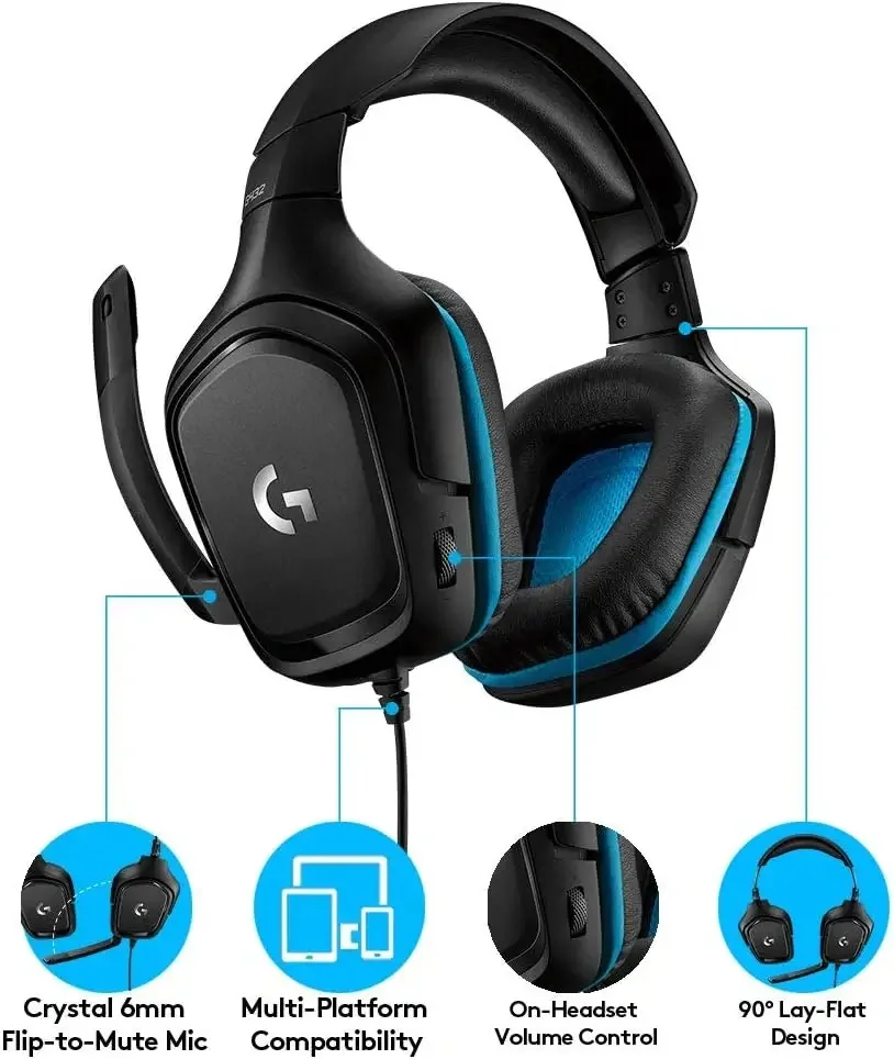 سماعة رأس Logitech G432 سلكية DTS X للألعاب - Image 4
