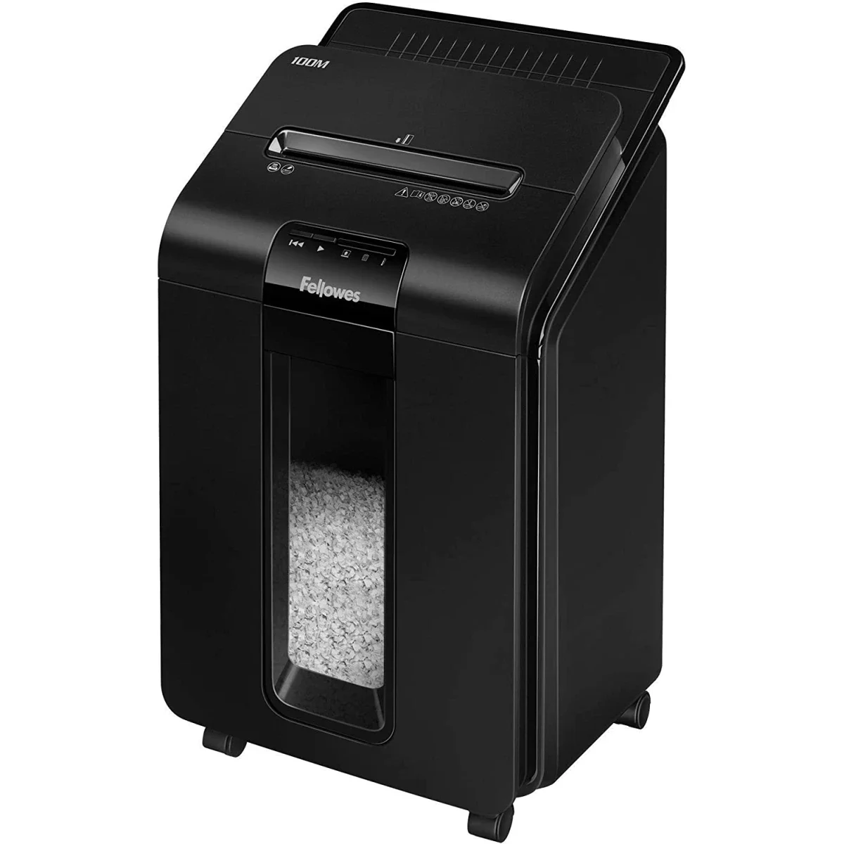 آلة تقطيع الورق Fellowes AutoMax 100M بقص دقيق، تغذية تلقائية 100 ورقة، P-4