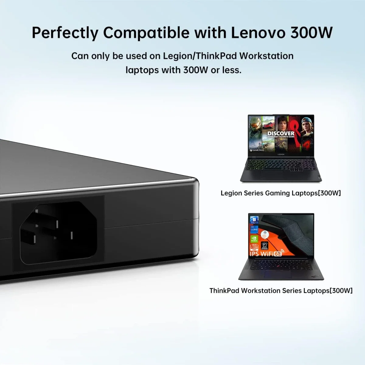 Lenovo 300W Slim Tip AC Adapter Charger with Power Cord - UK Outlet - Image 2