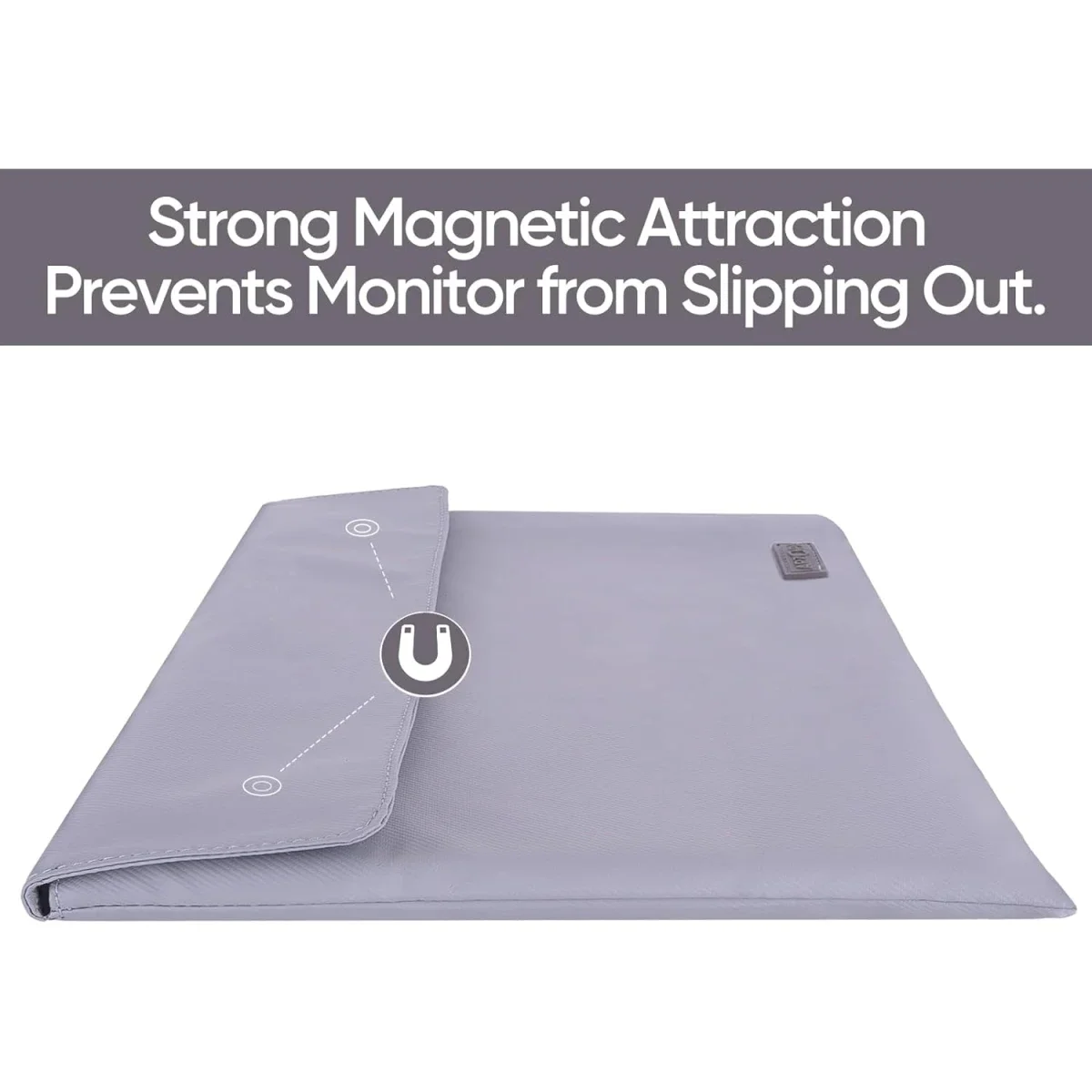 ARZOPA 16.1-Inch Portable Monitor Sleeve Bag with Magnetic Closure - Grey - Thumbnail 2