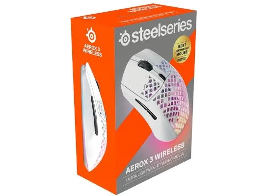 ماوس ألعاب SteelSeries Aerox 3 Wireless Snow بمستشعر TrueMove Air ودقة 18000 DPI
