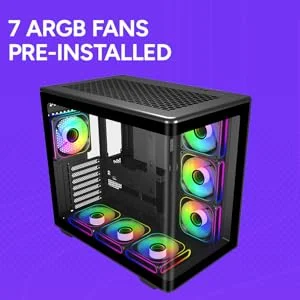 هيكل كمبيوتر Cooler Master Elite 600 ATX ميد تاور باللون الأبيض مع 7 مراوح ARGB عكسية مثبتة مسبقًا - Thumbnail 10