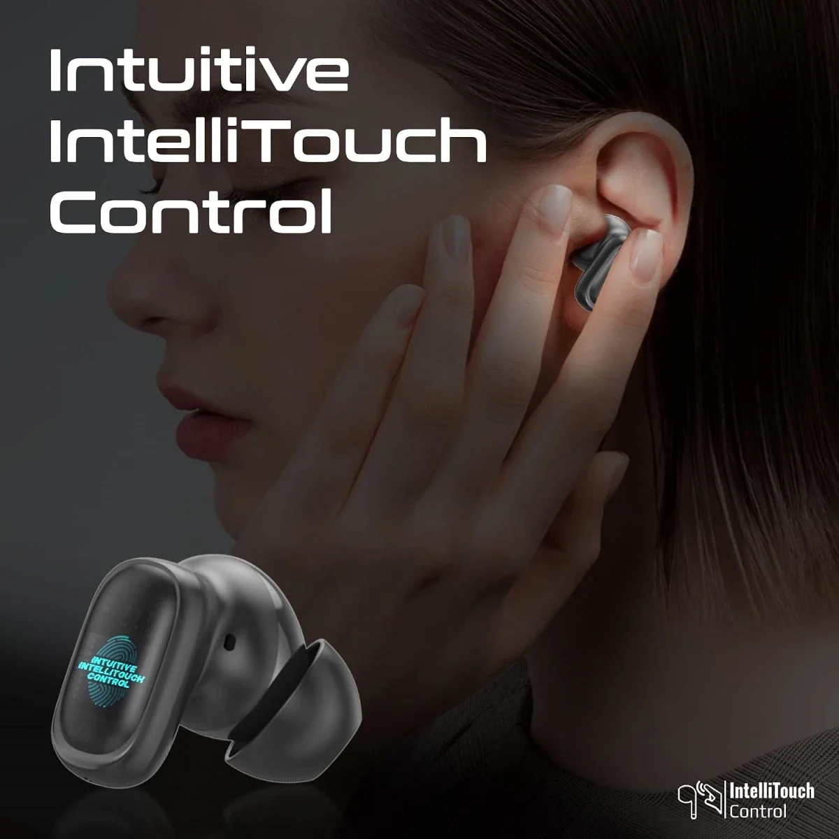 Promate Lush-Pro True Wireless Stereo Earbuds with IntelliTouch Controls, HD Microphone & IPX4 Water Resistance - Black - Thumbnail 5