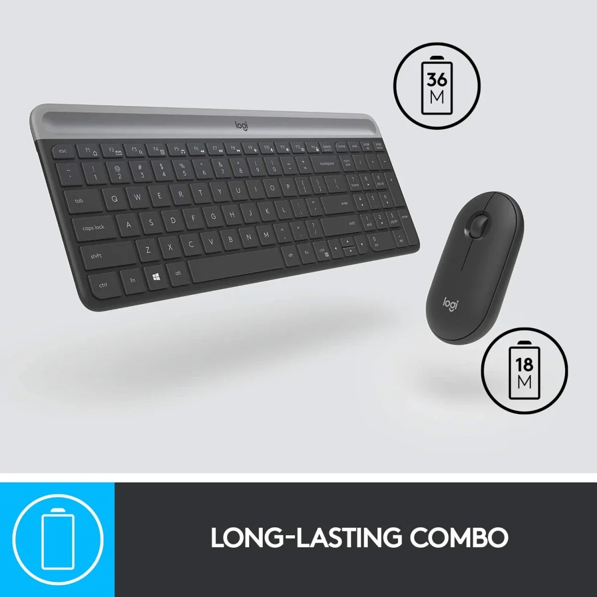 مجموعة لوحة مفاتيح وفأرة لاسلكية Logitech MK470 Slim بتخطيط عربي/إنجليزي - Image 3