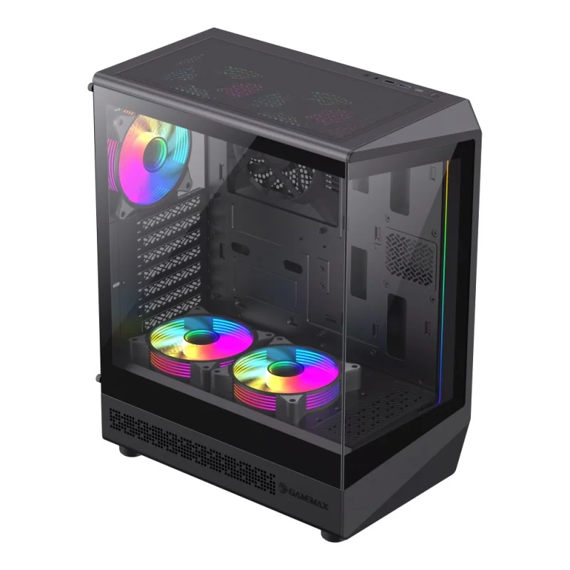 كيس كمبيوتر GameMax Vista COC ميد تاور أسود بدون مراوح مركبة - Image 3
