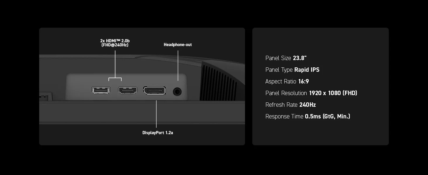 شاشة ألعاب MSI 24 إنش Rapid IPS بدقة FHD ومعدل 240 هرتز وزمن استجابة 0.5 مللي ثانية MAG 245F X24 - Thumbnail 16