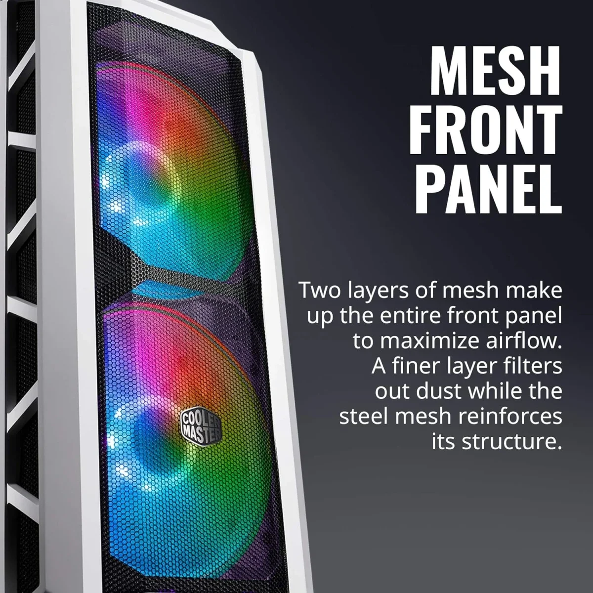 Cooler Master MasterCase H500P Mesh ARGB Mid-Tower PC Case with Tempered Glass Side Panel - White - Thumbnail 3
