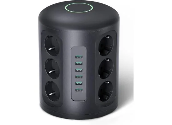 مشترك كهرباء عمودي AUKEY PA-S14 PowerHub XL واقي من زيادة التيار 12 مخرج و6 منافذ USB-A وكابل 2 متر - Thumbnail 8
