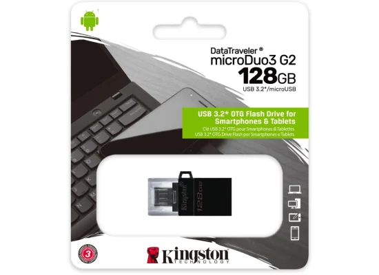 فلاش ميموري OTG Kingston 128GB USB-A وmicroUSB DT MicroDuo 3 Gen2 - Image 4