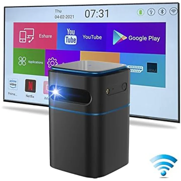 بروجكتر ذكي محمول D042 بلوحة لمس وبطارية مدمجة، 480p، Wi-Fi وBluetooth وبث الشاشة، مدخل HDMI ومخرج صوت، تخزين 8GB ورام 1GB، Android 11 - Image 5