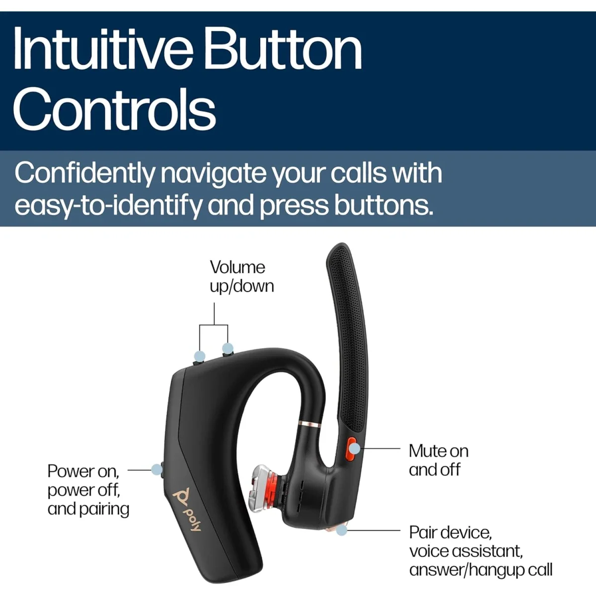 سماعة رأس لاسلكية Poly Voyager Legend 50 بتقنية Bluetooth مع 4 ميكروفونات لعزل الضوضاء - Image 6