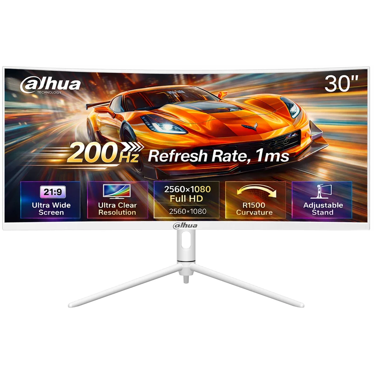 Dahua LM30-E330CW 30-Inch Curved Gaming Monitor, WFHD VA, 200Hz, 1ms, White