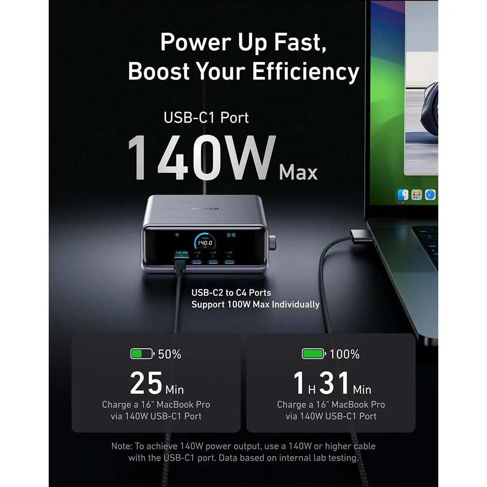Anker Prime A2345341 250W 6-Port GaNPrime Smart Desktop Charger - Image 3