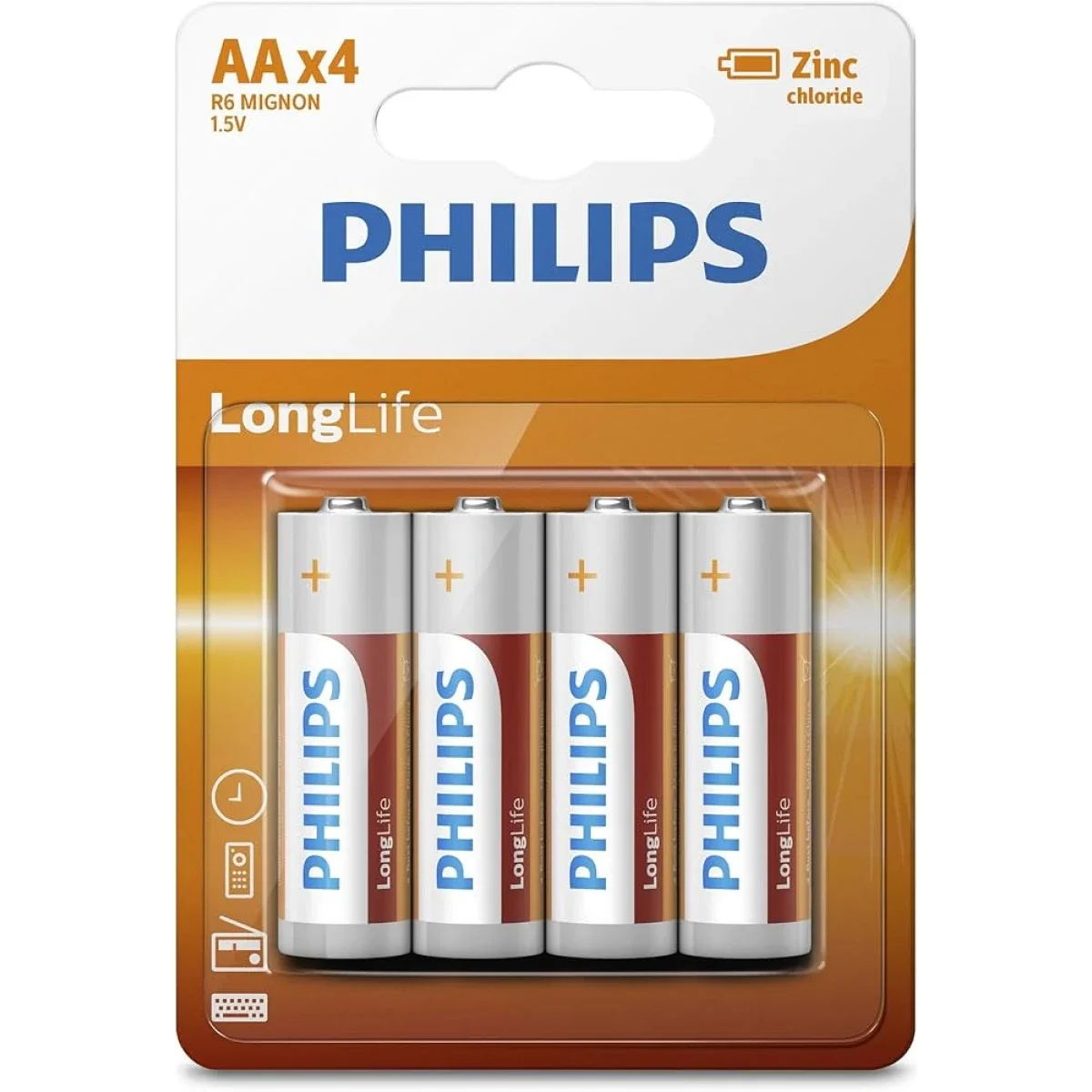 بطاريات Philips LongLife Zinc AA عبوة 4
