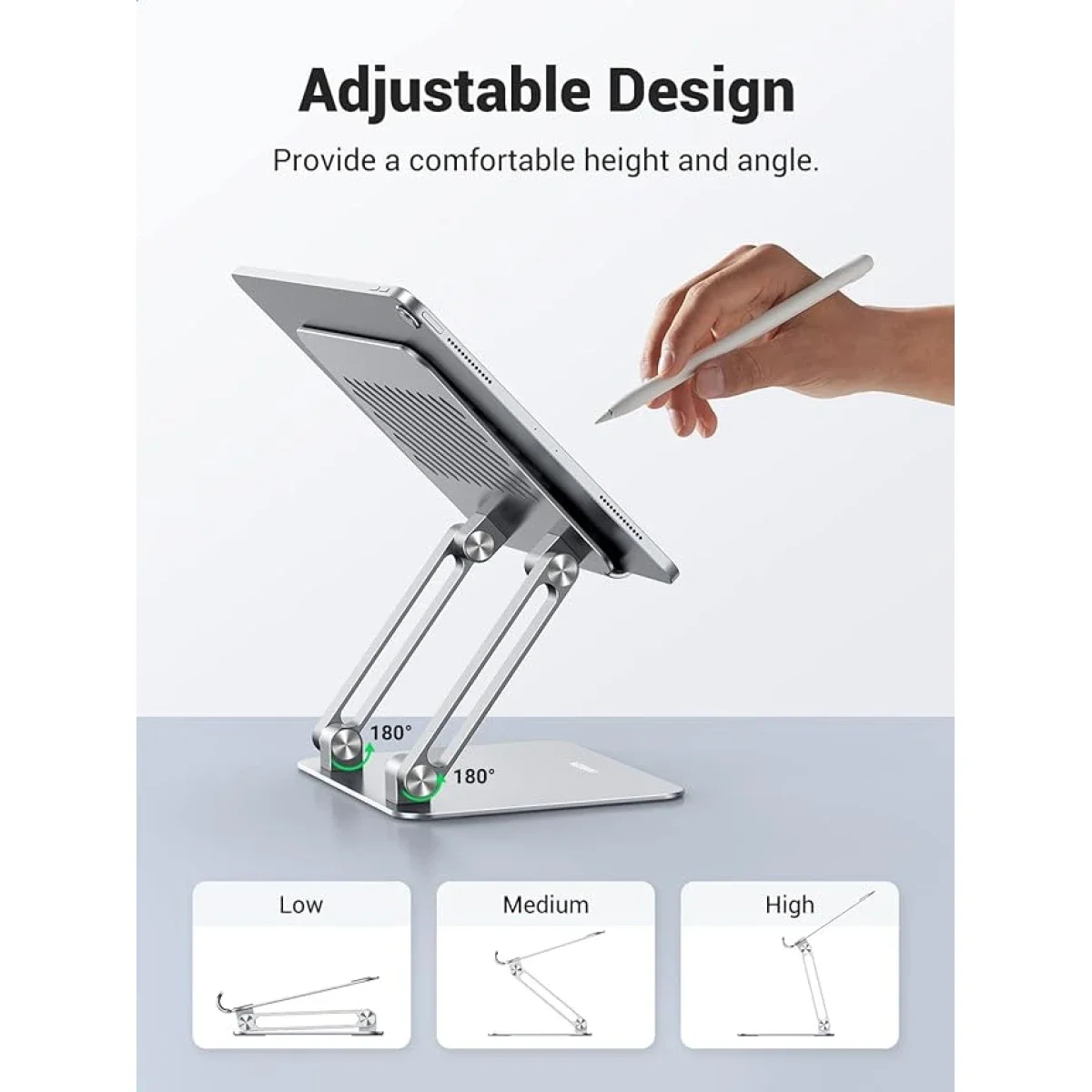 Ugreen Adjustable Aluminum Tablet Stand Holder with Dual Rod Support - Thumbnail 2