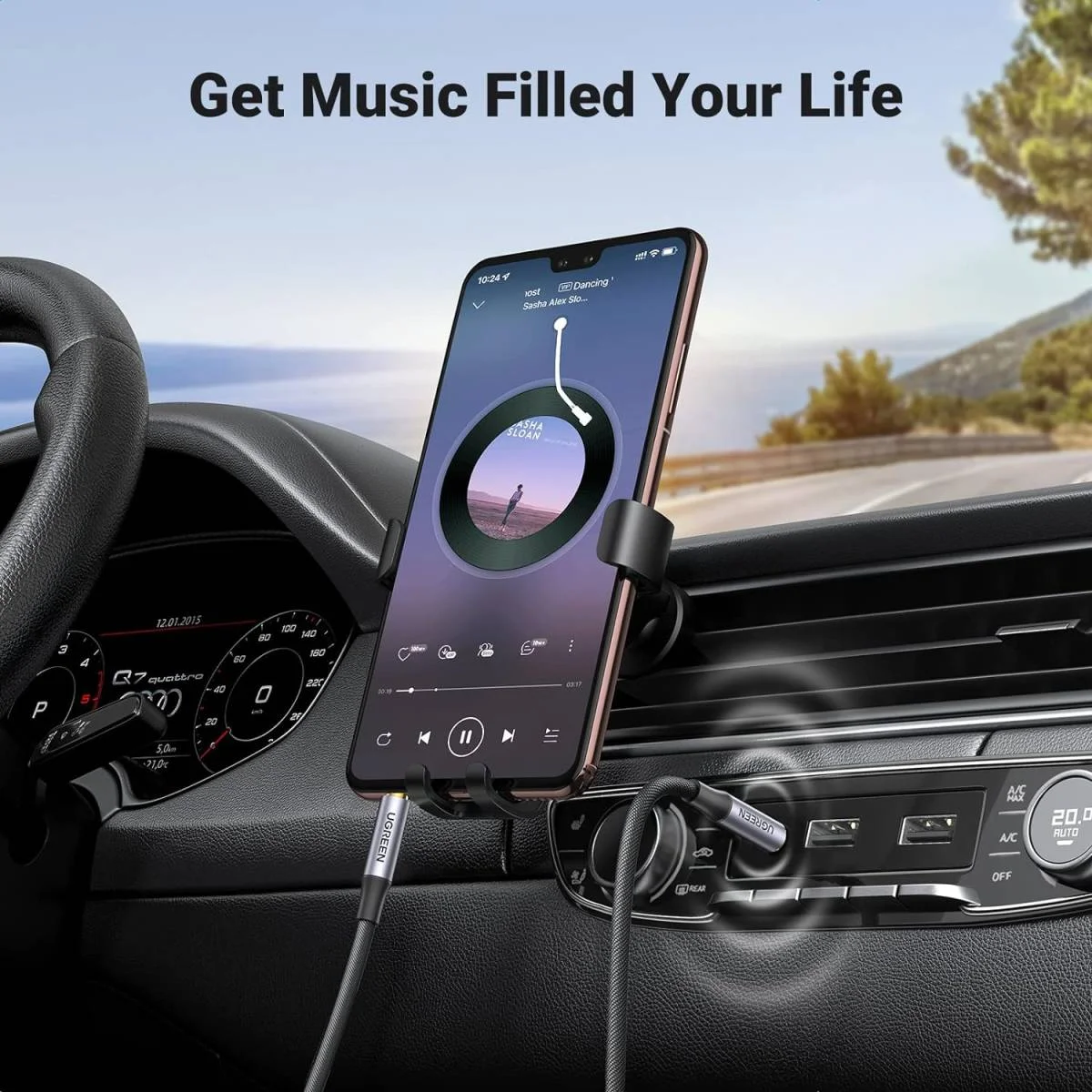 كابل صوت Ugreen AUX مضفر 3.5mm TRRS ذكر إلى ذكر، 3FT - Image 3