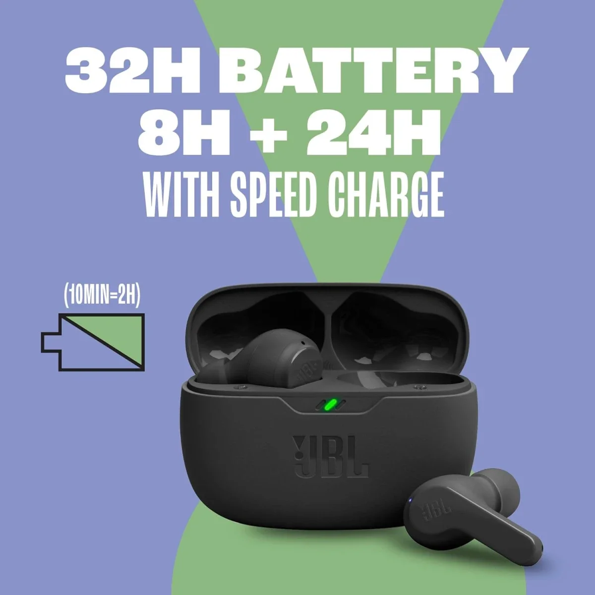 JBL Vibe Beam True Wireless Earbuds with Deep Bass Sound, Bluetooth 5.2, Black - Thumbnail 3