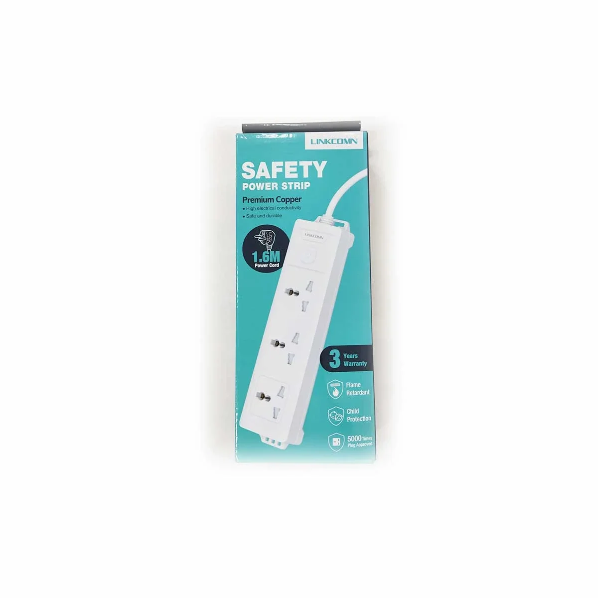 LINKCOMN LC-PS301 3-Outlet Power Strip with 1.6m Cord