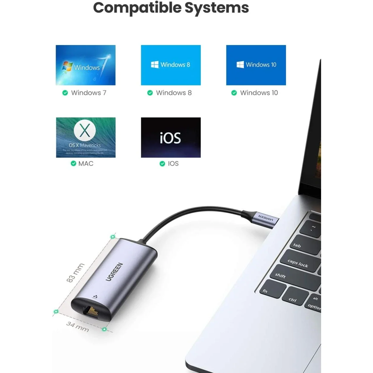محول شبكة Ugreen USB-C إلى إيثرنت 2.5G جيجابت - Thumbnail 7