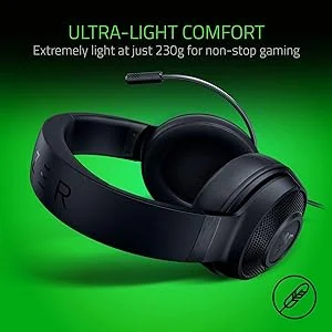 سماعة ألعاب Razer Kraken X Lite خفيفة للغاية بصوت محيطي 7.1 أسود - Thumbnail 6