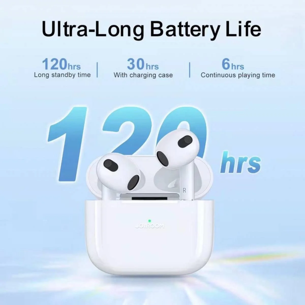 سماعات أذن لاسلكية JOYROOM JR-T03S Plus الجيل الثالث بلوتوث 5.3، أبيض - Thumbnail 4