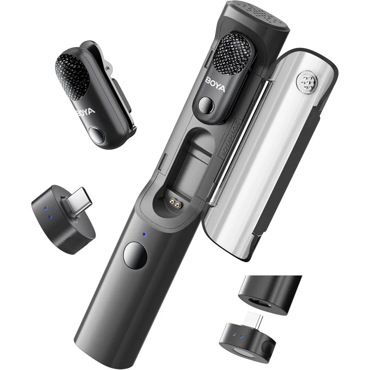 ميكروفون لافالير لاسلكي Boya Magic-05 مع مستقبل USB-C وبطارية حتى 30 ساعة