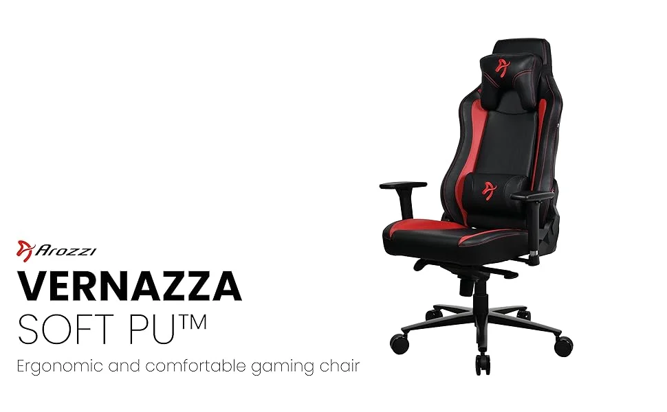 Arozzi Vernazza Soft PU Leather Ergonomic Gaming Chair, Red - Thumbnail 8