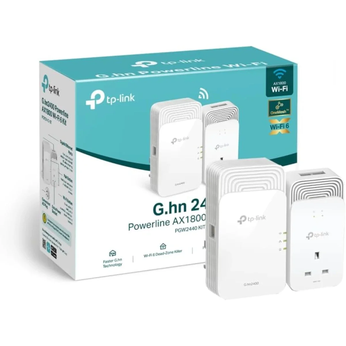 TP-LINK PGW2440 KIT G.hn2400 Powerline Adapter Kit with AX1800 Wi-Fi 6 and 3 Gigabit Ethernet Ports - Image 2