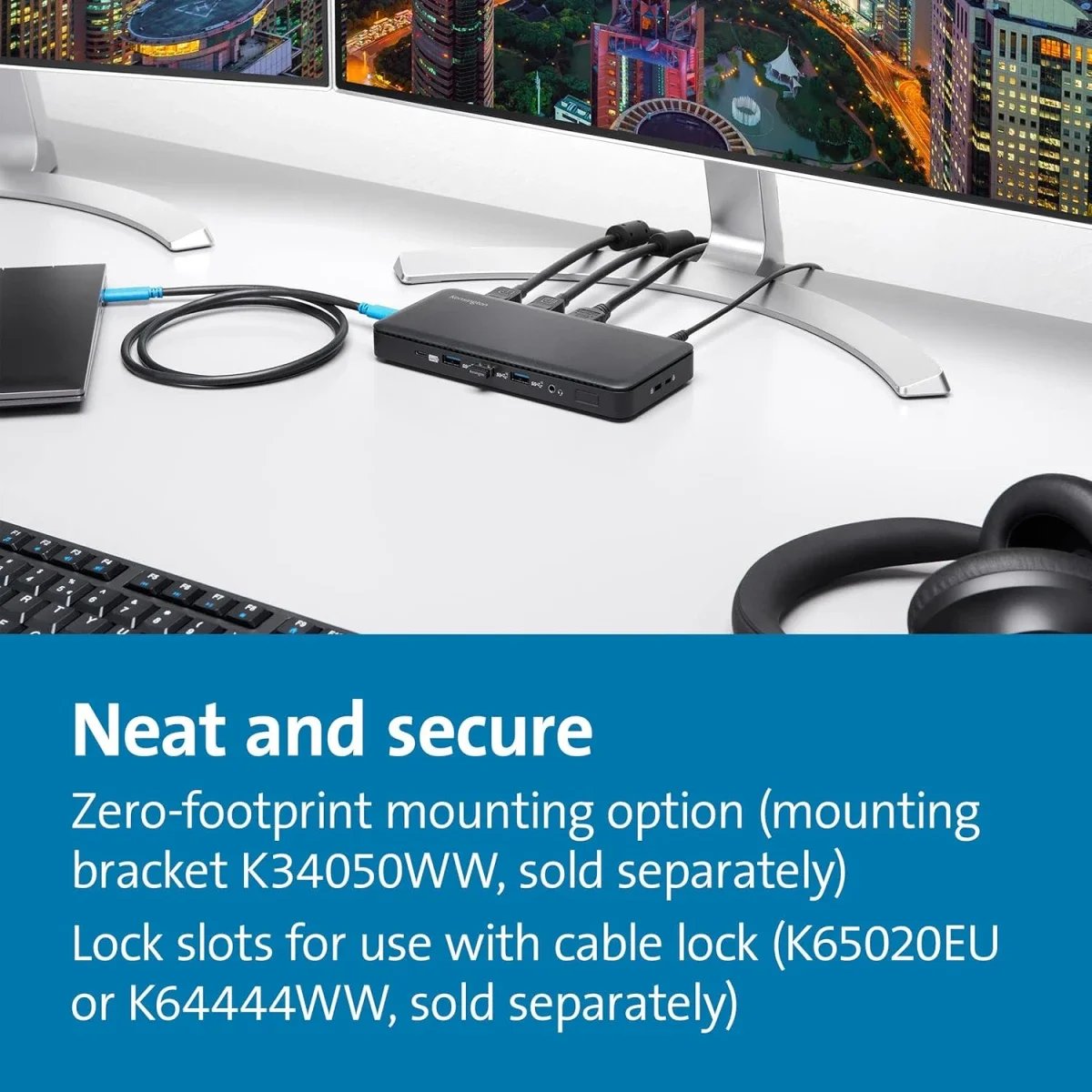 محطة لمجموعة واسعة من المنافذ Kensington SD4839P 9 في 1 USB-C بدون تعريف بقدرة 85W PD وسرعة 10Gbps لون أسود - Image 6
