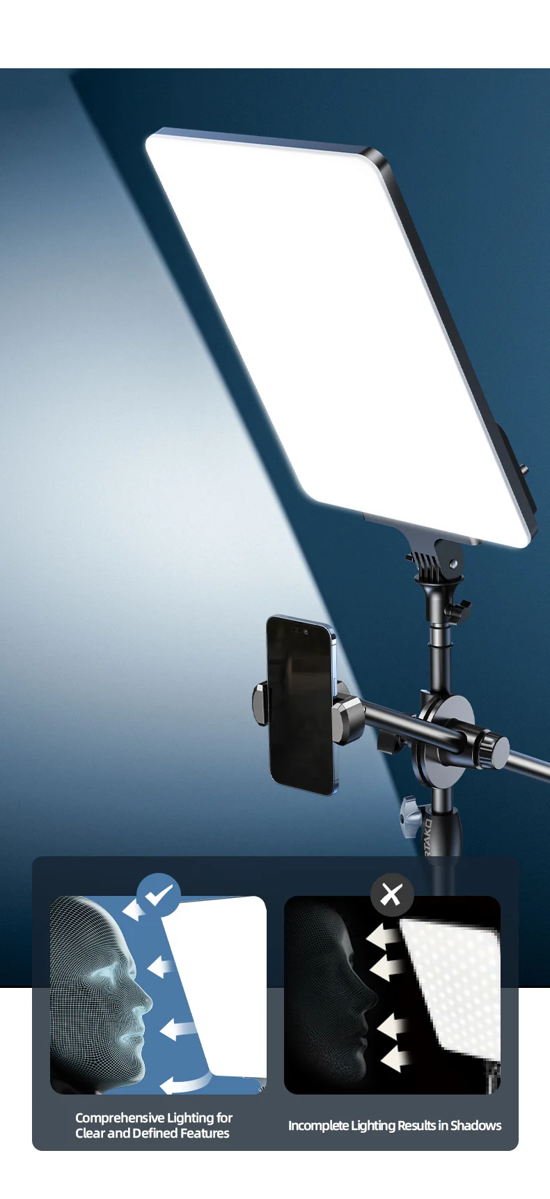 إضاءة لوحة RGB RTAKO AR-GTB-P300TS مقاس 19 إنش بشاشة رقمية بدون حامل - Image 18