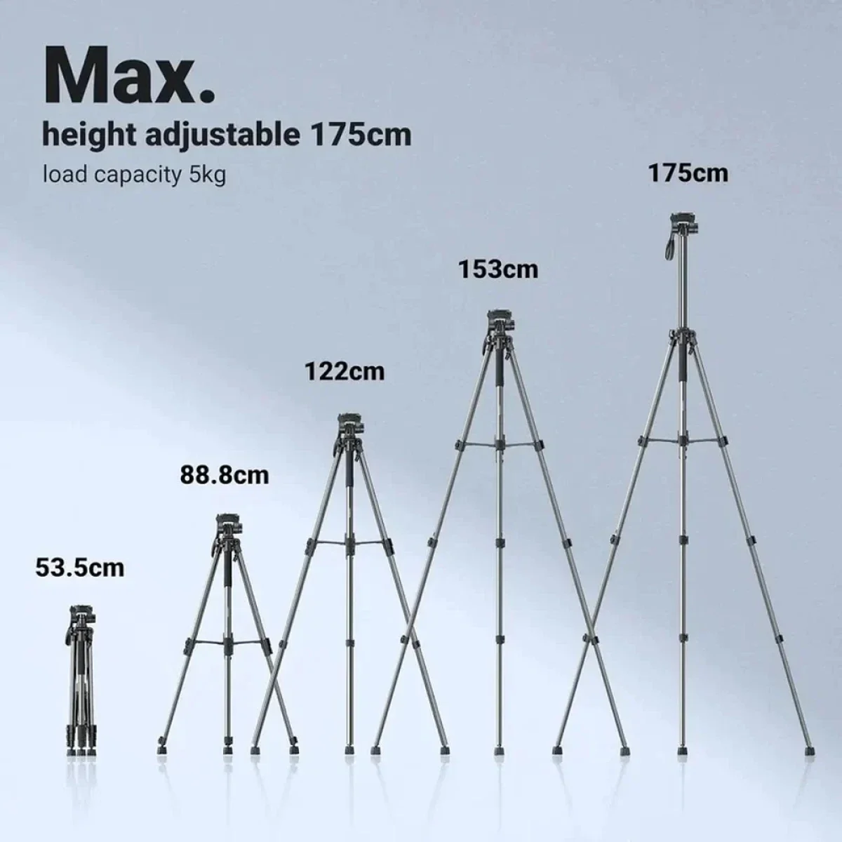 Ugreen 15187 Aluminum Camera & Video Tripod, 53.5-175 cm - Image 9
