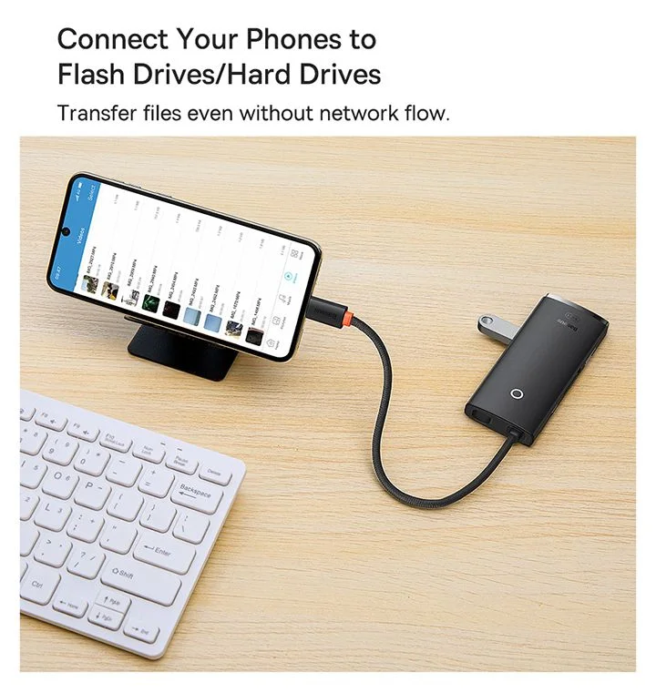 محطة إرساء وموزع Type-C Baseus Lite Series 6 منافذ HDMI وUSB 3.0 وPD وSD/TF باللون الأسود - Image 21
